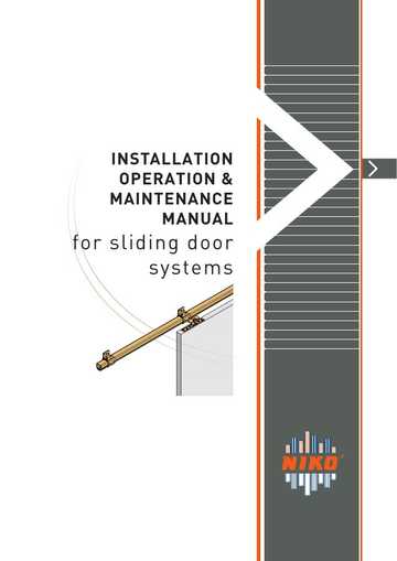 Cover of Sliding Door Installation & Maintenance Manual