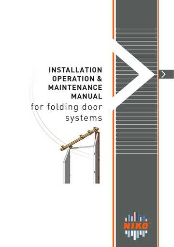 Cover of Folding Door Installation & Maintenance Manual