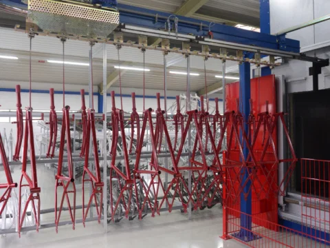 overhead conveyor for bike frames